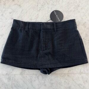 white fox black linen mini skort